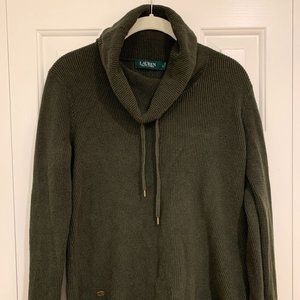 RALPH LAUREN Cowl Turtle Neck Sweater-Green-Size L